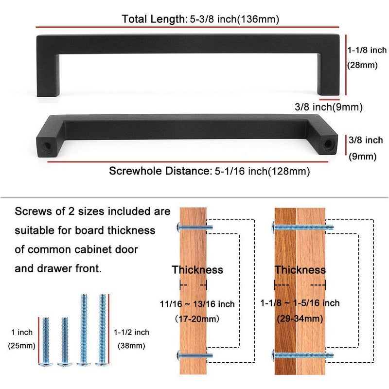 KOOFIZO Solid Square Bronze Kitchen Cabinet Handles Oil Rubbed Bronze Cabinet Pulls, 5 Pack 5 Inch Bronze Hardware for Kitchen Cabinets Drawers Dresser Cupboard Bedroom Bathroom - Image 2